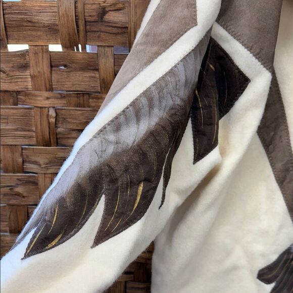 Vintage NOS Eagle Création Nord-Est Wool and Suede hand painted Women's Coat - Picture 6 of 9